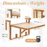 Idzo FSC Acacia Wood Folding Balcony Bar Table for Railings, Adjustable Height & Width - Photo 2