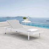Modway Charleston Outdoor Patio Aluminum Metal Chaise Lounge Chair in White Gray - Photo 2