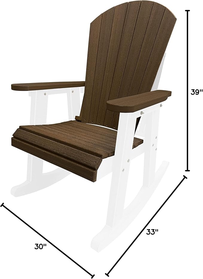 DuraWeather Poly® Adirondack Porch Rocker (Brazilian Walnut (Wood Grain) on White)