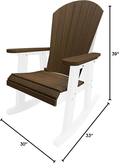 DuraWeather Poly® Adirondack Porch Rocker (Brazilian Walnut (Wood Grain) on White)