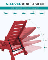 SERWALL Patio Chaise Lounge Chair, 78'' Long HDPE 5 Positions Adjustable Outdoor Lounger - Photo 4
