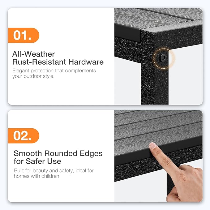 ODK Outdoor Coffee Table, Rectangle Weather-Resistant Patio Coffee Table for Garden, Balcony, Hot Tub, Poolside - Photo 8