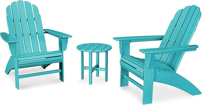 POLYWOOD Vineyard 3-Piece Curveback Adirondack Chair Set