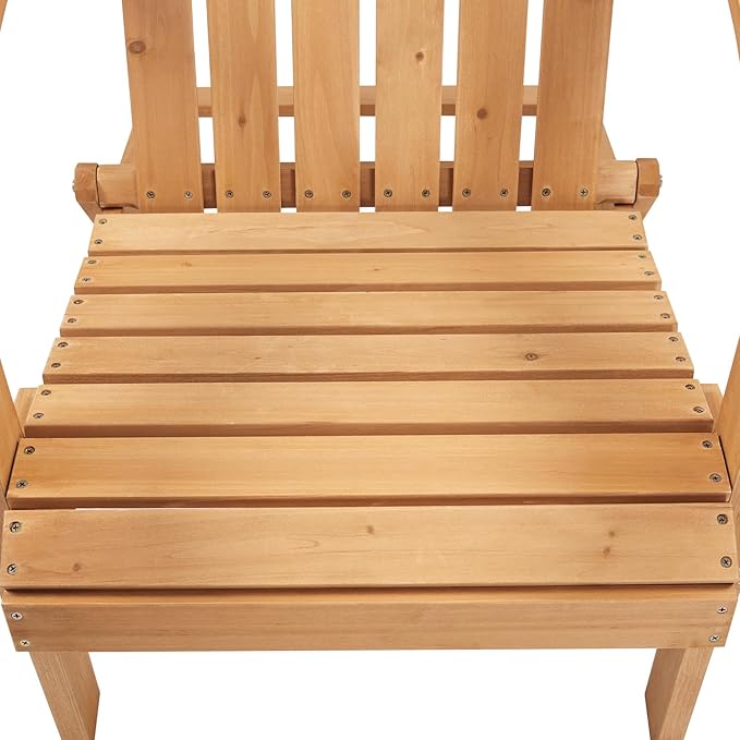 Yaheetech Folding Adirondack Chair Set of 4 Outdoor, 300LBS Solid Wood Garden Chair Weather Resistant, Fire Pit Lounge Chairs for Garden/Yard/Patio/Lawn, Natural Wood