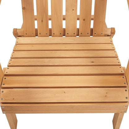 Yaheetech Folding Adirondack Chair Set of 4 Outdoor, 300LBS Solid Wood Garden Chair Weather Resistant, Fire Pit Lounge Chairs for Garden/Yard/Patio/Lawn, Natural Wood
