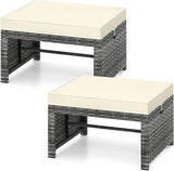 Tangkula 2 Pieces Patio PE Rattan Ottomans - Photo 1