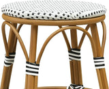 PURPLE LEAF Outdoor French Round Bar Stool Set of 2 Oversized 30" Armless Stackable Rattan Barstools Bamboo Print - Photo 8