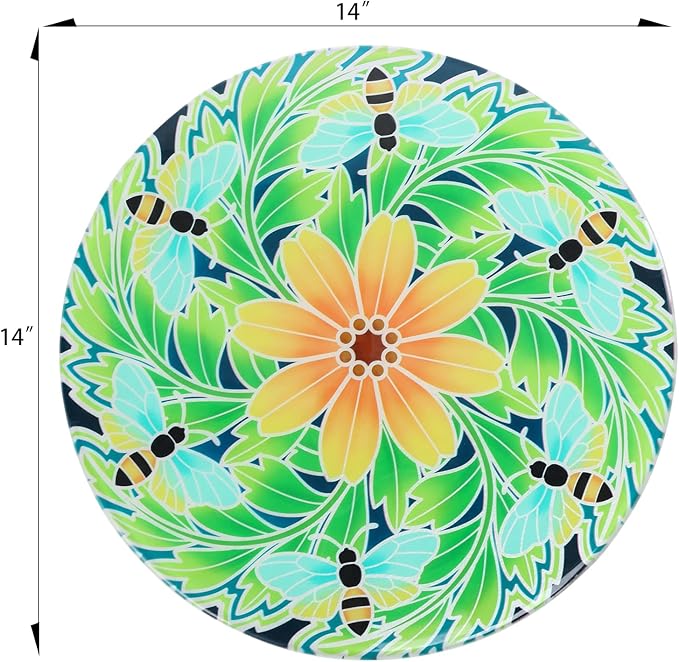 VCUTEKA Outdoor Side Table Mosaic End Patio Side Table Small End Tables Glass Top Round Balcony Coffee Tables Porch - Photo 3