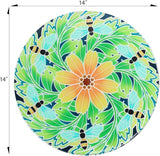 VCUTEKA Outdoor Side Table Mosaic End Patio Side Table Small End Tables Glass Top Round Balcony Coffee Tables Porch - Photo 3