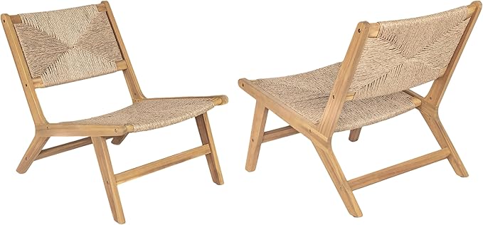 Christopher Knight Home Oner Lounge Chair Outdoor Set of 2, Sturdy Acacia Wood Armless Chair - Photo 6