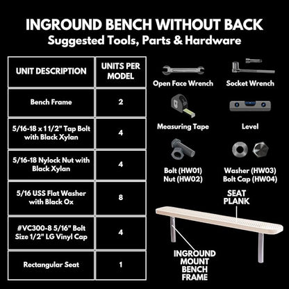 COATEDOUTDOORFURNITURE Coated Outdoor Furniture Heavy-Duty Outdoor Bench Thermoplastic Coated, Expanded Metal, Commercial-Grade Seating, Made in America (Inground Without Back, 6 Ft, Textured Red)