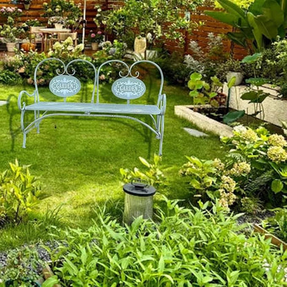 Small Metal Garden Bench, Patio Bench with Armrest, Park Yard Outdoor Furniture for Lawn Yard Porch Work Entryway(Green)