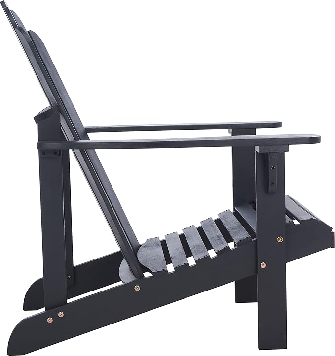 SAFAVIEH Outdoor Collection Topher Black Slatted Adirondack Chair - Photo 9