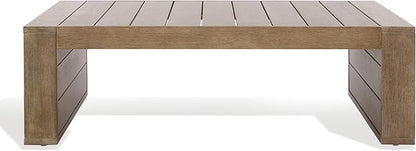 SAFAVIEH Couture Outdoor Collection Santiago Natural Solid Wood Coffee Table