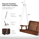 VINGLI XL Size Patio Wooden Porch Swing Outdoor with Cup Holders - Photo 3
