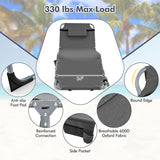 Goplus Tanning Chair, Folding Outdoor Beach Lounge Chair with Face & Arm Hole, Carrying Strap, Pillow - Photo 6