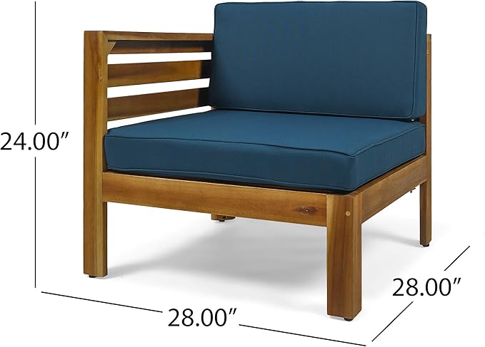 Christopher Knight Home Alice Outdoor 5 Piece Acacia Wood Sofa Set, Teak Finish, Dark Teal - Photo 5
