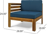 Christopher Knight Home Alice Outdoor 5 Piece Acacia Wood Sofa Set, Teak Finish, Dark Teal - Photo 5