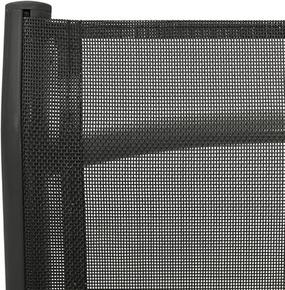 vidaXL Set of 2 Reclining Patio Chairs - Outdoor Comfort with Adjustable Backrest and Footrest - Modern Design Lounge Chairs with Durable Powder-Coated Aluminum Frame and Breathable Textilene - Black