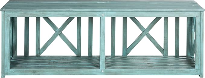 SAFAVIEH Outdoor Collection Branco White and Ash Grey Bench
