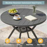 47" Outdoor Patio Table Dining Table, All Weather Metal Round Patio Table with Adjustable Umbrella Hole - Photo 4