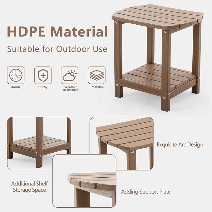 4 Chairs & 2 Tables Folding Adirondack Chair Set with Table – HDPE Weatherproof Outdoor Patio Chairs with Reclining - Photo 5