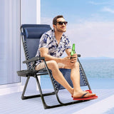 Goplus Oversized Zero Gravity Chair, XL-Extended Version, Outdoor Recliner w/Cup Holder & Detachable Headrest - Photo 9