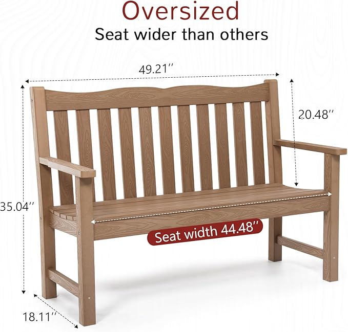 Stoog All-Weather Garden Bench & Chairs Set, 3-Piece Patio Furniture Set, Include 2 Outdoor Chairs and 1 Outdoor Bench, Teak