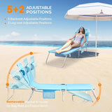 VINGLI Tanning Chair, Beach Lounge Chair with Face Hole, Lounge Chair Outdoor, Height-Adjustable Tanning Lounger - Photo 5