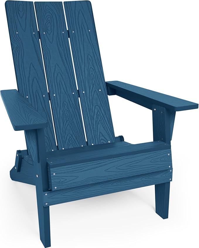 YEFU Adirondack Chairs Oversize Folding :400lb Weight Capacity - Plastic Adirondack Chairs - High Back Modern Like Wooden - All-Weather Use for Outdoor/Patio/Fire Pit/Garden/Camping - (Navy)