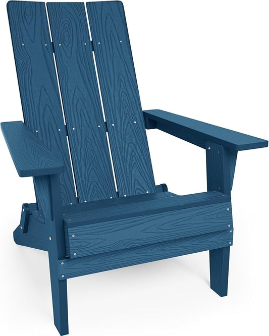 YEFU Adirondack Chairs Oversize Folding :400lb Weight Capacity - Plastic Adirondack Chairs - High Back Modern Like Wooden - All-Weather Use for Outdoor/Patio/Fire Pit/Garden/Camping - (Navy)