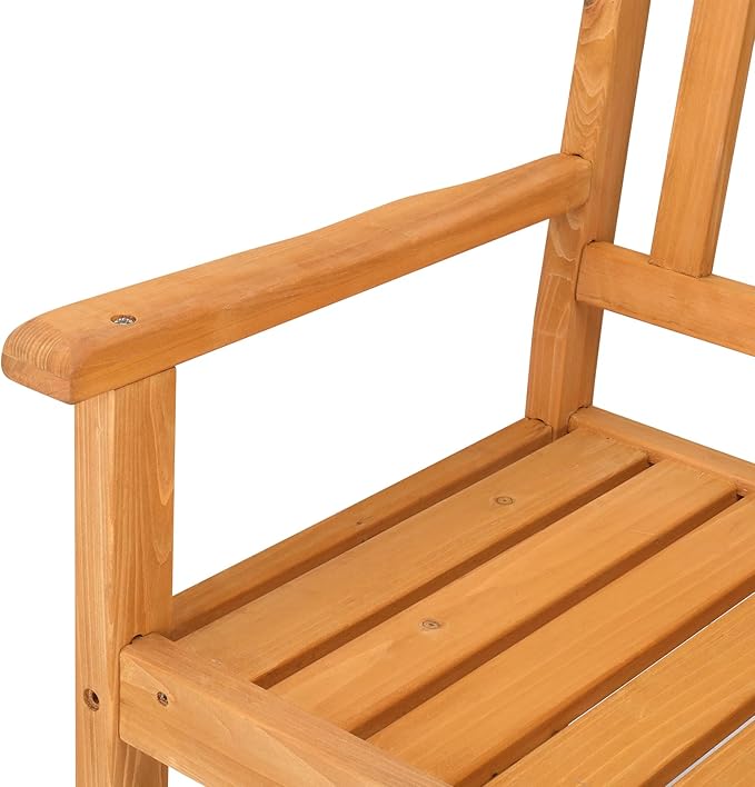 Outdoor Fir Wood Garden Bench with Grid Back, Natural Burlywood Finish Patio Seat, Rustic Wooden Bench for Porch, Lawn & Backyard, Weather-Resistant Construction