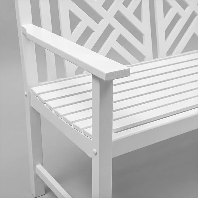 Achla Designs Fretwork Garden Bench, 4 ft White - Photo 4