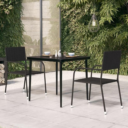 Square Outdoor Dining Table, 31.5 Inch Patio Metal Table with Glass Top, Modern Weather-Resistant Garden Bistro Table for 4, Black