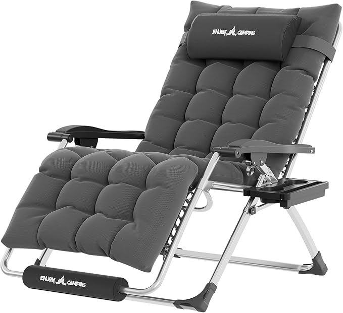 UDPATIO Oversized Zero Gravity Chair 29In XL Patio Reclining Chair with Cushion, Outdoor Folding Recliner with Pillows - Photo 1
