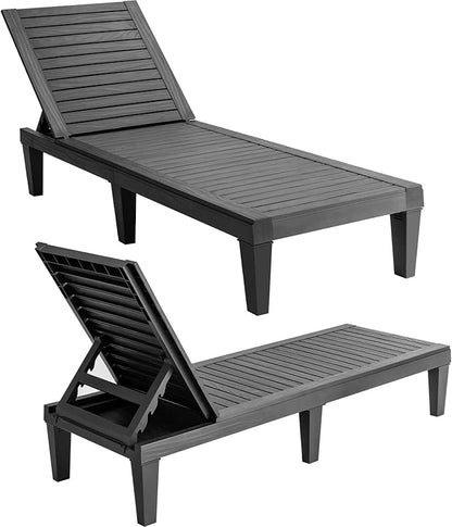 Giantex Set of 2 Outdoor Chaise Lounge Patio Recliner Chair with 5-Position Adjustable Backrest, Weather-Proof & Rust-Resistant Chaise Lounger for Patio, Beach, Balcony, Poolside