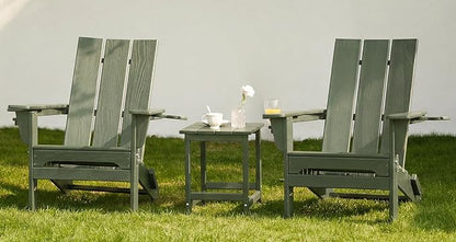 SERWALL Modern Adirondack Chair Set of 2, Folding Adirondack Chair with Cup Holders, Fire Pit Chairs, Lawn Chair for Patio Garden, Avocado Green