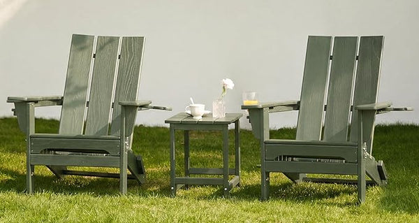 SERWALL Modern Adirondack Chair Set of 2, Folding Adirondack Chair with Cup Holders, Fire Pit Chairs - Photo 1