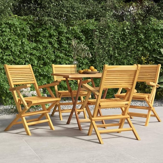 Folding Patio Chairs 4 pcs 21.7"x24.4"x35.4" Solid Wood Teak Outdoor Chairs Furniture Balcony Furniture Suitable for Gardens, Pools, patios.