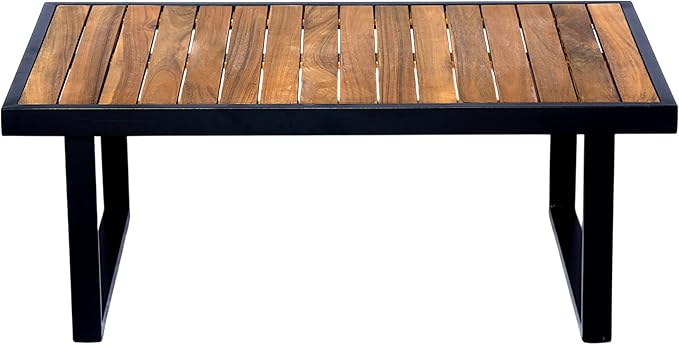 Industrial Acacia Wood Outdoor Sectional Corner Sofa Set with Cushions and Center Table - Patio Garden Balcony - Photo 9