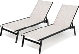 Crestlive Products Stackable Chaise Lounge Chair Outdoor Set of 2, Adjustable 5 Positions Pool Tanning Recliner - Photo 7