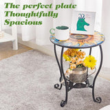 Outdoor Side Table Mosaic Patio Small End Table Metal Coffee Tea Accent Table for Patio Living Room Bedroom Yard Porch - Photo 4