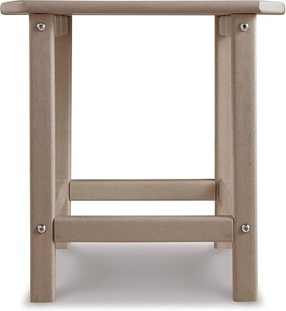 Signature Design by Ashley Sundown Treasure Outdoor Patio HDPE Weather Resistant End Table, Brown