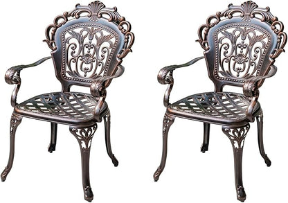 Outdoor Dining Chair Cast Aluminum Patio Chairs Set of 2 All-Weather Patio Dining Chair with Adjustable Feet for Backyard Garden (C-Style Finland Chair)