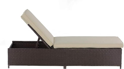 Serta Laguna Brown Resin Wicker Outdoor Patio Furniture Collection, Easy Assembly, Porch or Pool, Storage Chaise Lounge Brown Wicker
