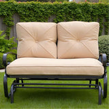 SUNCROWN Outdoor Swing Glider Chair, Patio 2 Seats Loveseat Rocking Chair with Cushions, Steel Frame Furniture - Brown - Photo 8