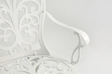Patio Garden Bench Metal Park Bench Cast Aluminum Outdoor Furniture with Floral Rose for Patio,Park,Lawn,Yard White - Photo 5