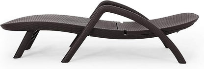 Christopher Knight Home Blanche Outdoor Faux Wicker Chaise Lounge, Dark Brown