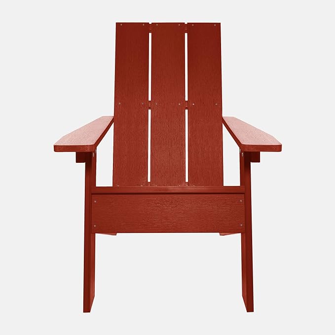 Highwood Italica Modern Adirondack Chair and Ottoman, 2-Piece Set, Rustic Red