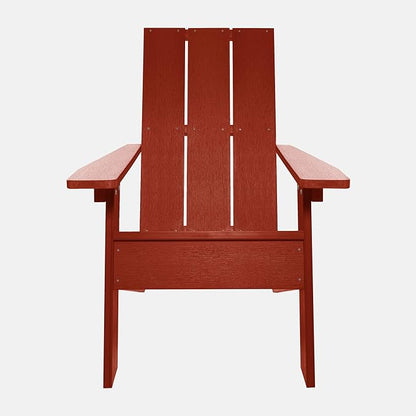 Highwood Italica Modern Adirondack Chair and Ottoman, 2-Piece Set, Rustic Red